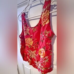 Casual Corner Silk Red Floral Top